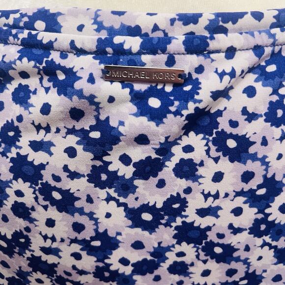 Michael Kors Women’s Purple & White Floral Ballon Sleeve Ruffle Cuff L (A0132) - Picture 5 of 6